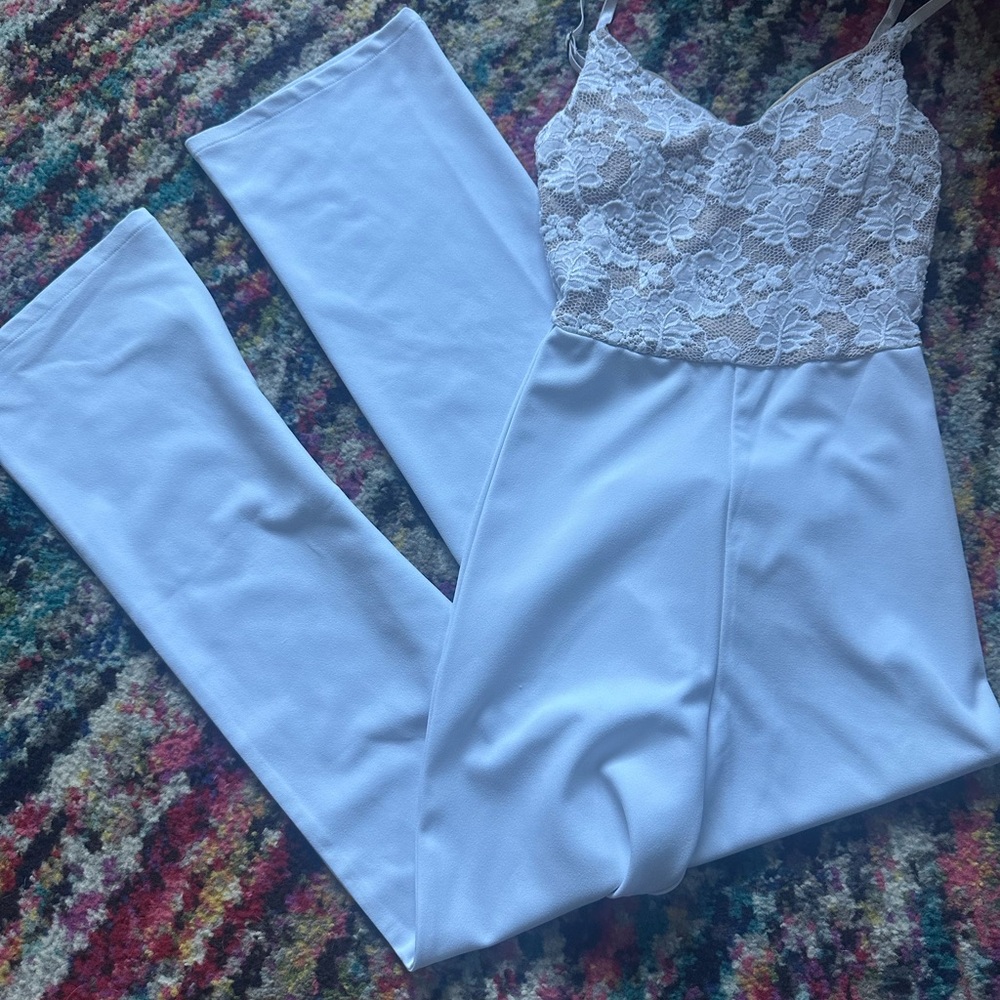 GBG Los Angeles White Lace Jumpsuit